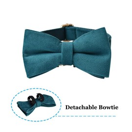 Dog Collar with Bow Tie，Adjustable Velvet Pet Collar for Dogs with Metal Buckle and Stylish Detachable Bow Tie for Small Medium or Large Boy and Girl Dogs and Cats, Neck 7.9-11.4 Inches