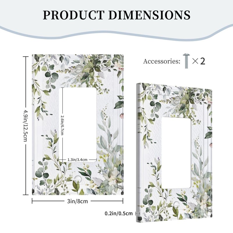 Sage Green Eucalyptus Leaves 1 Gang Single Rocker Decorative Light