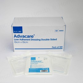 Advacare Low Adherent Double Sided Wound Dressings 100-Piece Set, 10 cm x 10 cm Size