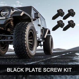 8 PCS License Plate Screws Kit, Stainless Steel License Plate Bolts, Hexagon Head Screws for License Plate, Universal for Front License Plates & License Plate Frame Covers of Cars Trucks Suvs (Black)