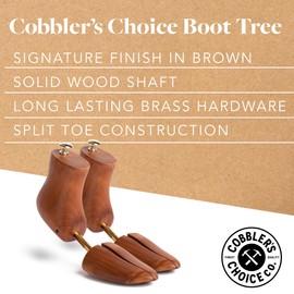 Cobbler's Choice Co. Finest Quality Men’s Boot Tree – Varnished Natural Wood, Timeless Design, Signature Finish, Brown - Large