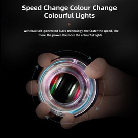 Ezweiji Wrist Gyro Ball, Wrist Training Ball, Wrist Strengthener, Strengthens Wrist Bones and Muscles (Metallic Black (Coloured Lights))