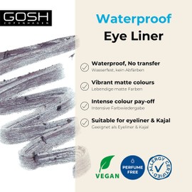 GOSH Matte Eyeliner in Dramatic Dark Purple I Creamy Soft Texture for Easy Application I High Coverage Ideal for Smokey Eyes I Perfect with Mascara I Vegan & Fragrance-Free I 010 Black Violet
