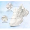 LUCKY STEP Women 90S Chunky Platform Rhinestone Sneakers-Casual Lace-Up Walking