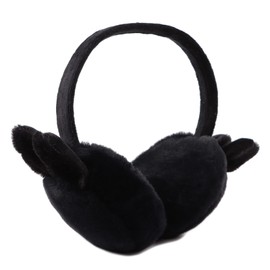 Peecabe Winter Kids Earmuffs Warm Girl Ear Muffs For Toddler Kid Children Earmuff with Cat Ears Girls Ear Warmer (Black Bunny)