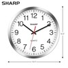 SHARP Wall Clock – Silver/Chrome, Silent Non Ticking 12 Inch