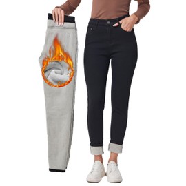 Fakanhui Women's Fleece Lined Winter Thermal Jeans Wear Jeggings Denim Skinny Pants Leggings