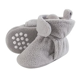 Luvable Friends Unisex Baby Cozy Fleece Booties, Neutral Gray, 6-12 Months