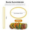 Pack of 250 Colourful Rubber Bands, 50 x 3 mm