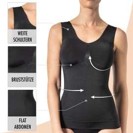 Risalti Shapewear Women's Tank Top with Wide Straps - Top Women's & Bra Women's Without Underwire Integrated, Tummy Control Tank Top for Body Women, Shapewear Women's Body with Bra Without Underwire