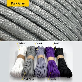EdcX Paracord 4 mm, 35+ Solid Colours (10 m, 15 m, 30 m, 50 m, 100 m, 300 m), Ideal for Crafts, Camping, Outdoor, 100% Nylon Rope, 4 mm, Tactical Cord 550, Type III (Dark Grey, 10 m)