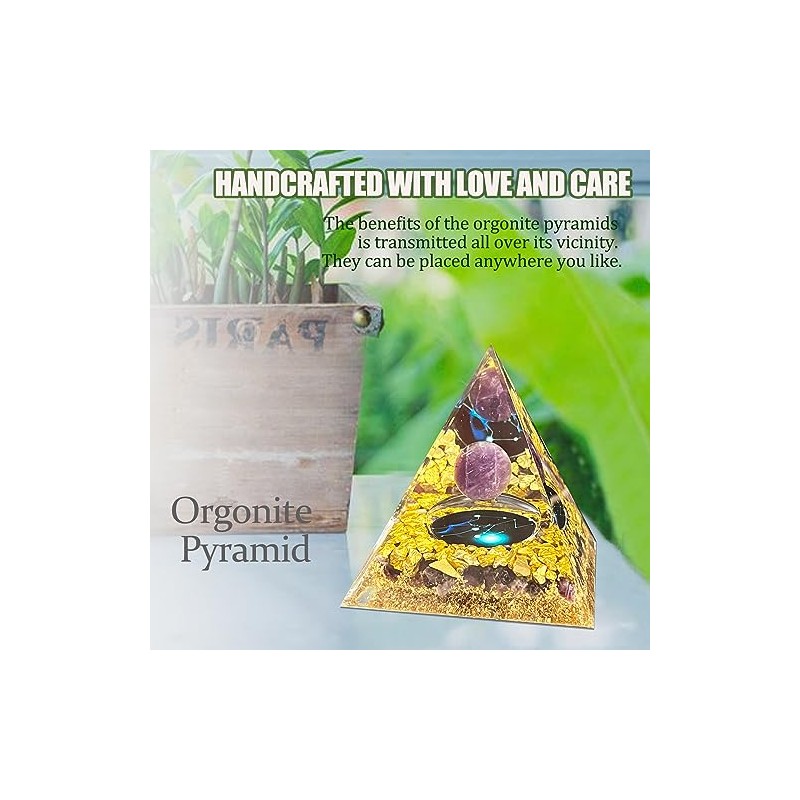 VDYXEW Crystal Pyramid, Amethyst Zodiac Taurus Orgone Pyramid, Healing Crystal,