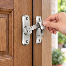 Sliding Door Latch Lock for Home Security – 90/180 Degree Flip Design Zinc Alloy Bolt for Doors, Gates & Cabinets
