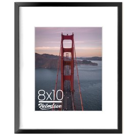 Heimlove Metal Picture Frame, Aluminum Photo Frames, 5x7 with Mat or 8 x 10 Without Mat, for Table Top Display and Wall Mounting, Wall Hook Hanging Hardware Included - (Black, 1 Pack)