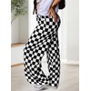 IYOWEL Womens Checkered Pants Y2K Pajama Pants Elastic Waist Wide