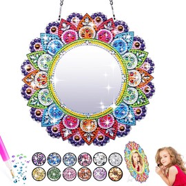 Diamond Painting Kinder, Geschenk Mädchen 6 7 8 9 10 Jahre Basteln Mädchen 8 10 Jahre Malen Nach Zahlen ab 7-9 Mädchen Geburtstagsgeschenk DIY Bastelset Spielzeug Mandala Spiegel für Kinder Erwachsene
