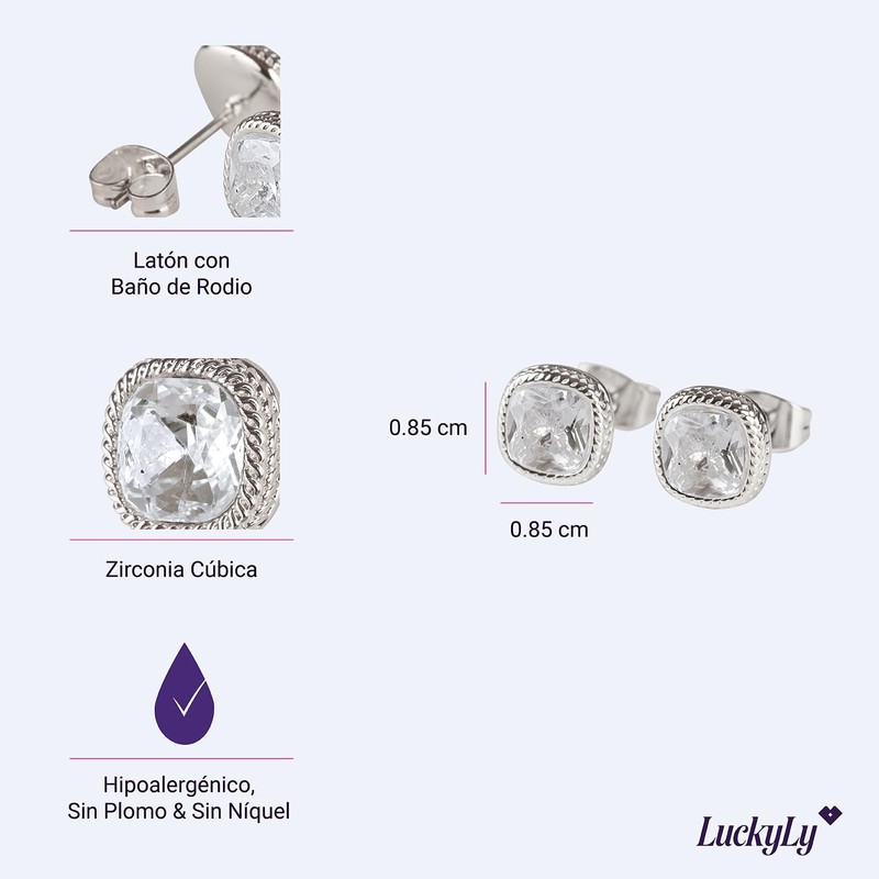 LuckyLy Aretes Mujer Plata con Zirconia Cúbica – Joyería y