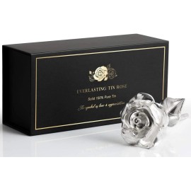 BESZONE Solid Pure Tin Rose 10Th Anniversary Gift Handcrafted Sculpture For Her