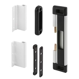 Prime-Line U 11037 Patio Door Deadbolt Lock, 8 In. Overall Height, Steel Bar, Surface (1 Kit), White/Black