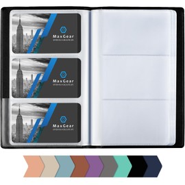 MaxGear Business Card Organizer, 240 Cards Book Portable Business Card Holder for Men & Women, Professional PU Credit Cards Binder File Storage, Black