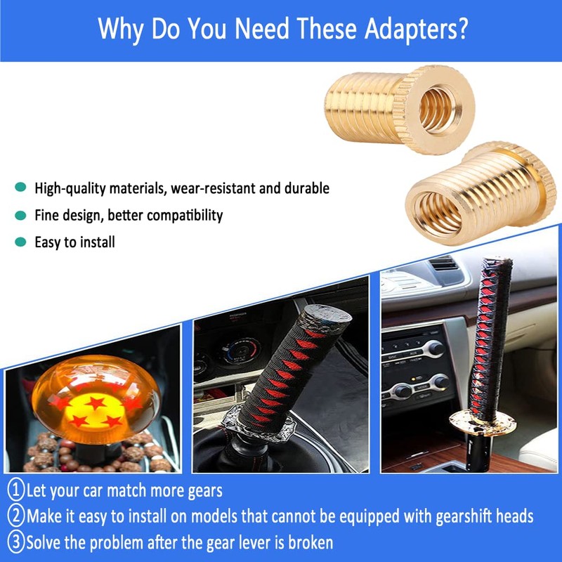 Thread Adapter,Akozon Universal Car Auto Gear Stick Shift Shifter Knob