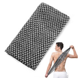 1 Pcs Exfoliating Towel, Exfoliating Shower Towel Long Exfoliating Cloth Antibacterial Exfoliating Shower Scrubber for Women Men Cleaning Lathering Dead Skin Removal Spa (Black)