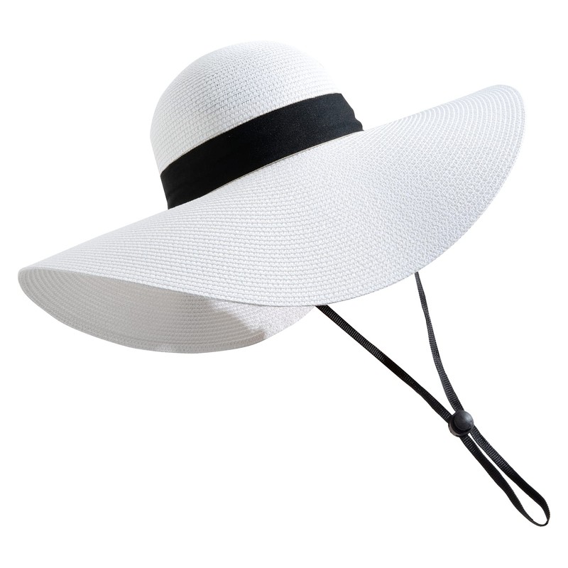 Lanzom Womens Wide Brim Straw Hat Big Floppy Foldable Roll