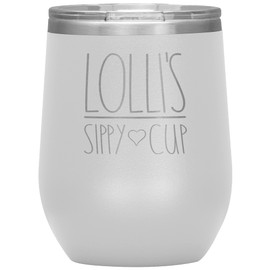 OwingsDesignsPerfect Lolli's Sippy Cup Wine Tumbler (12 colors) - Lolli Tumbler - Lolli To Be Cup - Tumbler Gifts For Lolli - Birthday Gift For Lolli - Tumbler With Lid (12Oz) (White)