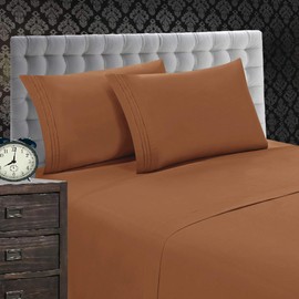Elegant Comfort 1500 Thread Count Luxury Egyptian Quality Wrinkle and Fade Resistant 4-Piece Sheet Set, Queen, Bronze                                 