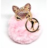 Adorable Kitty CAT Pink PUFF Rhinestone PURSE CHARM Clip On