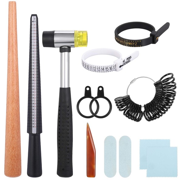 Fanshiontide 11pcs Ring Making Tool Chuck Finger Tip Gauge Hammer