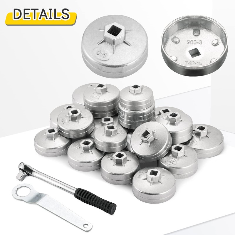 Acymner 23PCS Oil Filter Removal Cap Wrench Socket Tool Set