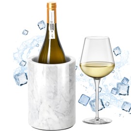 Marble Wine Chiller for Bottle,Wine Chiller Bucket,Wine Cooler Bucket for Any 750ml Bottle Champagne Chiller for Parties,Wine Bottle Chiller,Wine Bottle Cooler,Wine Gifts for Women Man (White)
