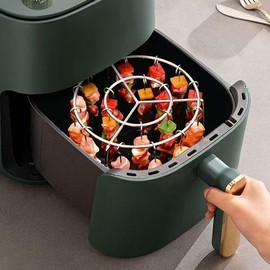 6.3 Inch Air Fryer Kebab Rack with 30pcs Skewers, Air Fryer Standing Barbecue Rack for More Even Heating, for Meat skewers, Chicken Legs, Wings, Thighs, for Grill, Smoker, Oven