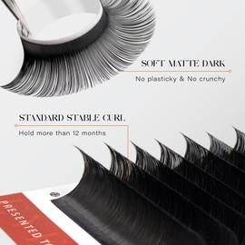 Eyelash Extension-VYRILA Cashmere Volume Lash Extensions D CC Curl 0.03-0.05mm thickness,Matte Black Soft Individual Lashes, Professional Lash Supplies for Eyelash Tech (D 0.03 14mm)