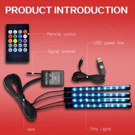 CHUSYYRAY Multicolour RGB Car Interior Footwell LED Strip Lights Remote Atmosphere Lamp