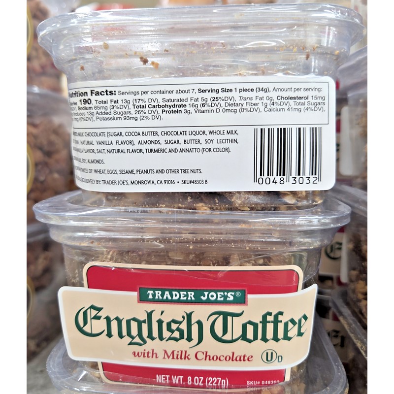 Trader Joe's English Toffee with Milk Chocolate 8oz 227g (2
