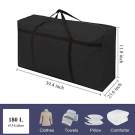 WITERY Extra Large Storage Bag for Moving - Heavy Duty Oxford Water-Resistant Moving Bags Organizer with Reinforced Handles & Zippers for Traveling/Camping/College/Holiday Decorations, 39x24x12 Inches