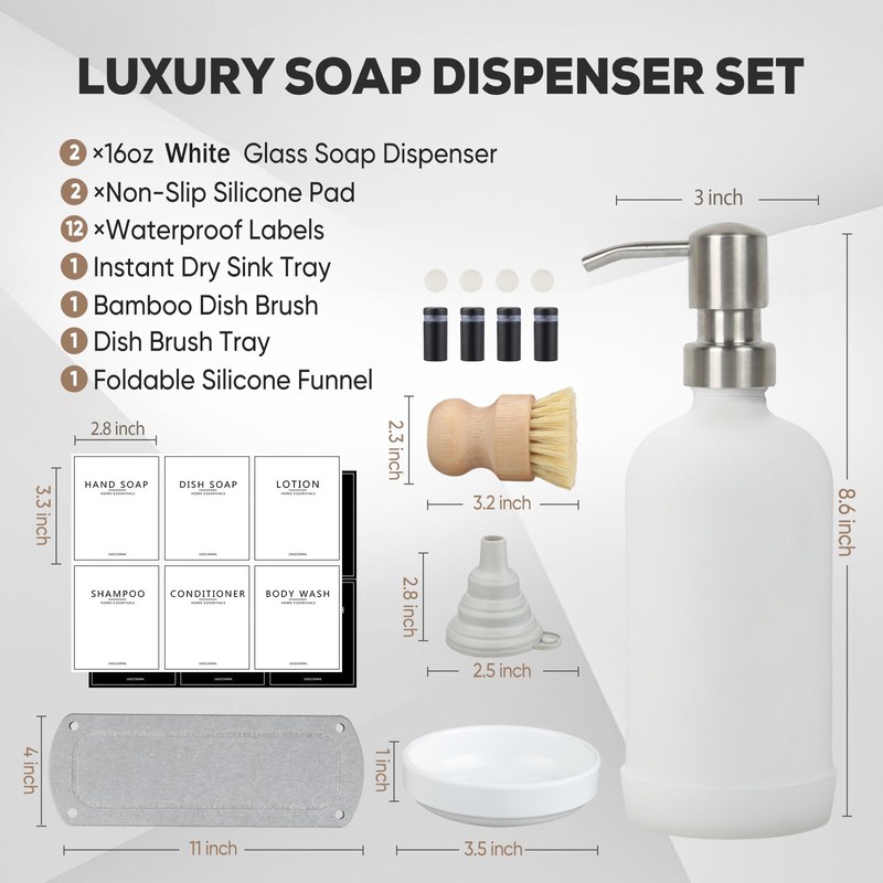 NEECZS Kitchen Soap Dispenser Set with Instant Dry Tray,16 Oz
