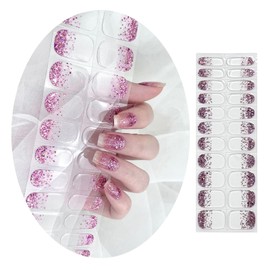 UUDDNN Semi Cured Gel Nail Strips,Works with Any UV/LED Lamps,Pre-Cured,Salon-Quality,Wallet-Frendly,Long Lasting Nail Wraps, Stickers (Jelly Rose, Extra Long)