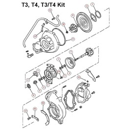 Turboparts Turbo Rebuild Kit w Gasket 4 Garrett T3 T4 T04B T04E Turbocharger 360 Thrust Brg