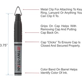 Mini Markers - Permanent Markers For Nurses Badge, Mini Key Chain Hook, Badge Marker, Golf Ball Makers, Bullet Tip, Fine Point - Red, Black, Green, Blue - 4 Color Pack