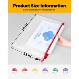 SUNEE 12pcs Mesh Zipper Pouch 11x16, Large Storage Bags for Board Game & Puzzle Organizing, Reusable Plastic Zip Organizer for Travel (A3, 6 Colors)