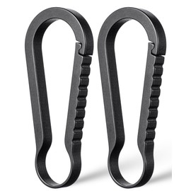 TIMULTI Carabiner, Titanium Keychain, Quick Release, Key Hook, Lightweight, Key Chain, Car, Bag Accessories, Stylish, Lost Prevention, Easy Installation, Sturdy (Black / Large 2 Pieces)
