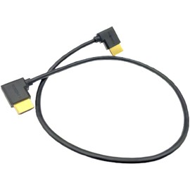 CNCTWO C2HDSQ05LL HDMI Cable, 4K/3D Support, 19.7 inches (50 cm), Double-Sided Right Angle Plug, 4.2mm Soft Slim Fine Wire, Gold Plated Terminals, 18 Gbps High Speed Transmission, ARC/HEC Compatible