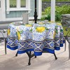 bnhjsdw Blue Outdoor Tablecloth with Umbrella Hole for Round Table,