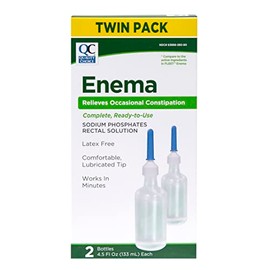 Quality Choice Enema Twin Pack, Relieves Occasional Constipation, Complete & Ready to Use, Sodium Phosphates Rectal Solution, Latex Free, Comfortable Lubricated Tip, Each Pack Contains 2 Bottle