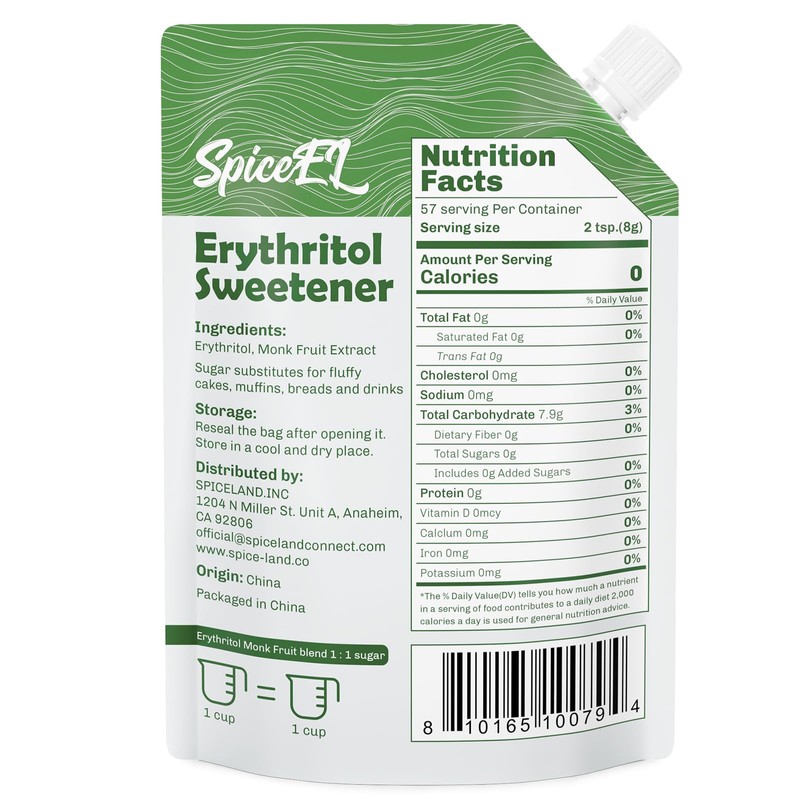 SPICEEL Value-Size Monk Fruit Sweetener with Erythritol | Bulk White