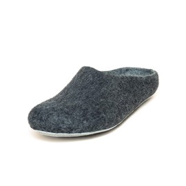 Magicfelt AP 701 Felt Slippers Made of Pure Merino Wool | Slippers for Men and Women with Non-Slip Leather Sole - Unisex Slippers for Adults, charcoal