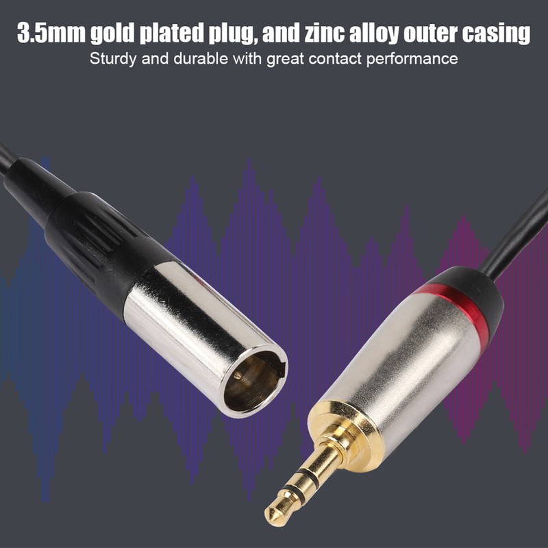 3.5mm Male to Mini XLR 3pin Male Audio Cable Adapter